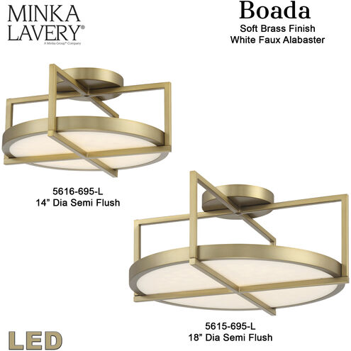 Boada LED 18 inch Soft Brass Semi Flush Ceiling Light